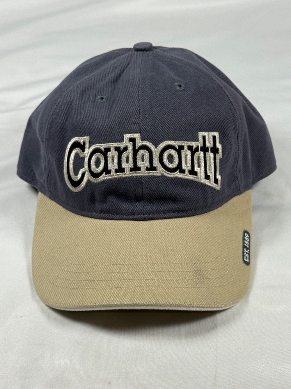 Carhartt A208 Block Letter Cap Navy Khaki Est 1889 Workwear